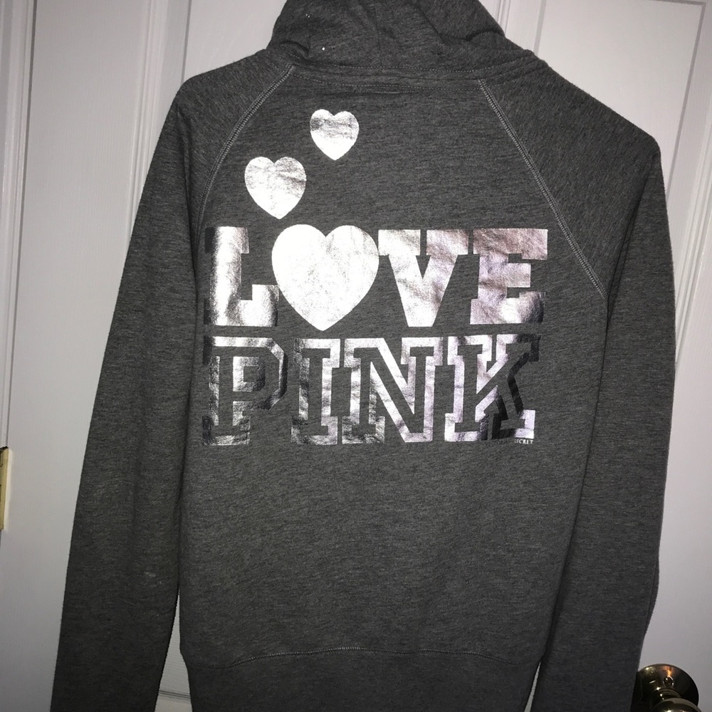 Grey Zipper up with rhinestones